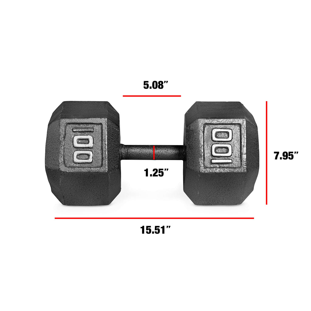 CAP Barbell Cast Iron Hex Dumbbell, Black, Single, 100 lb