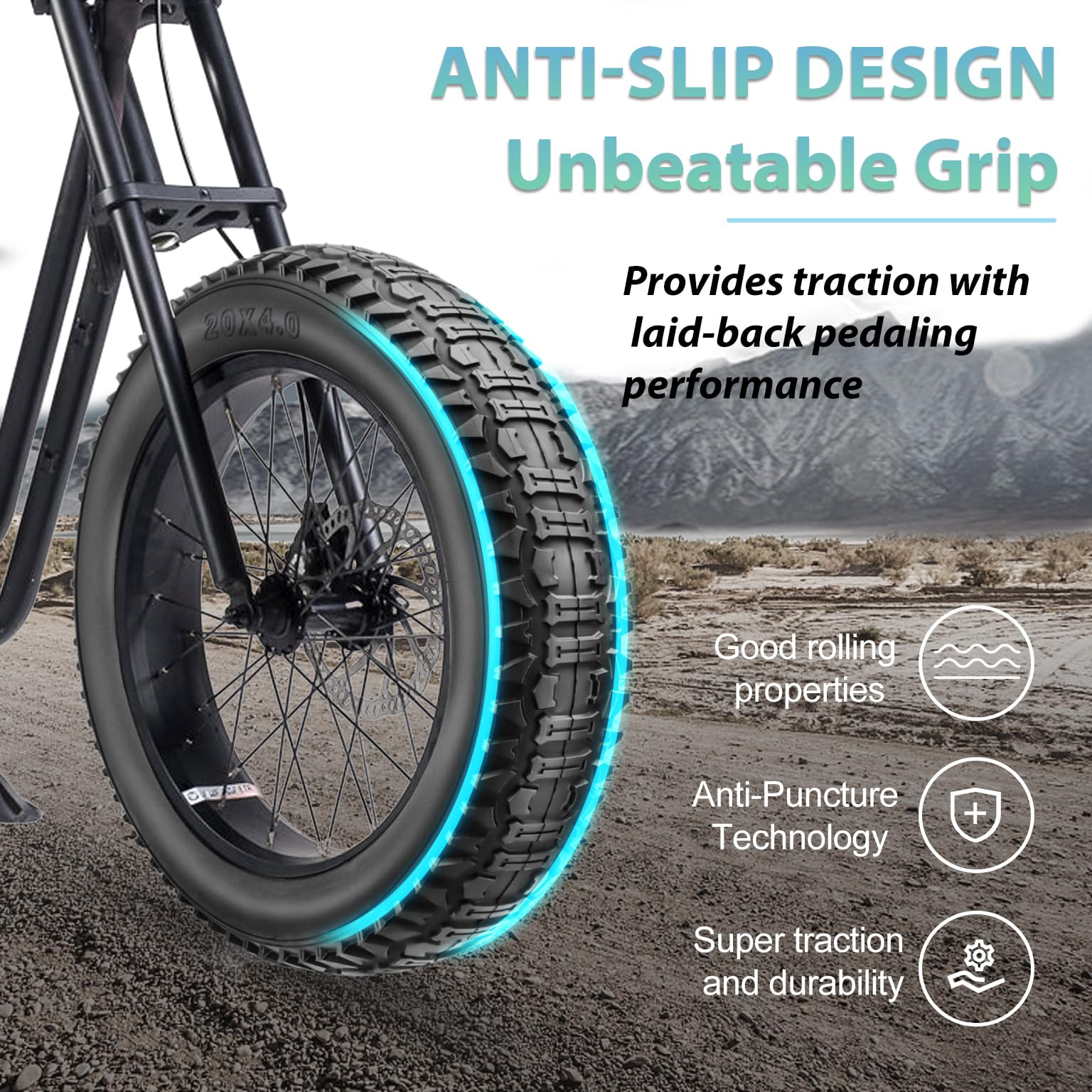 2-Pack 20X4.0 Fat Bike Tires: Hycline 20X4 Inch Folding Replacement Puncture Resistant Ebike Fat Tires, All-Terrain High-Density