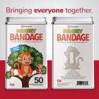 Bioswiss Monkey Shaped Bandages First Aid Latex Free Adhesive Bandage For Kids And Adults, 50 Pack