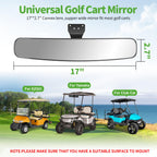 10L0L Universal Adjustable Golf Cart Panoramic Rear View Mirror, Rotatable 270 Rotation 16.5''Wide Angle Full Rearview Mirror Fo