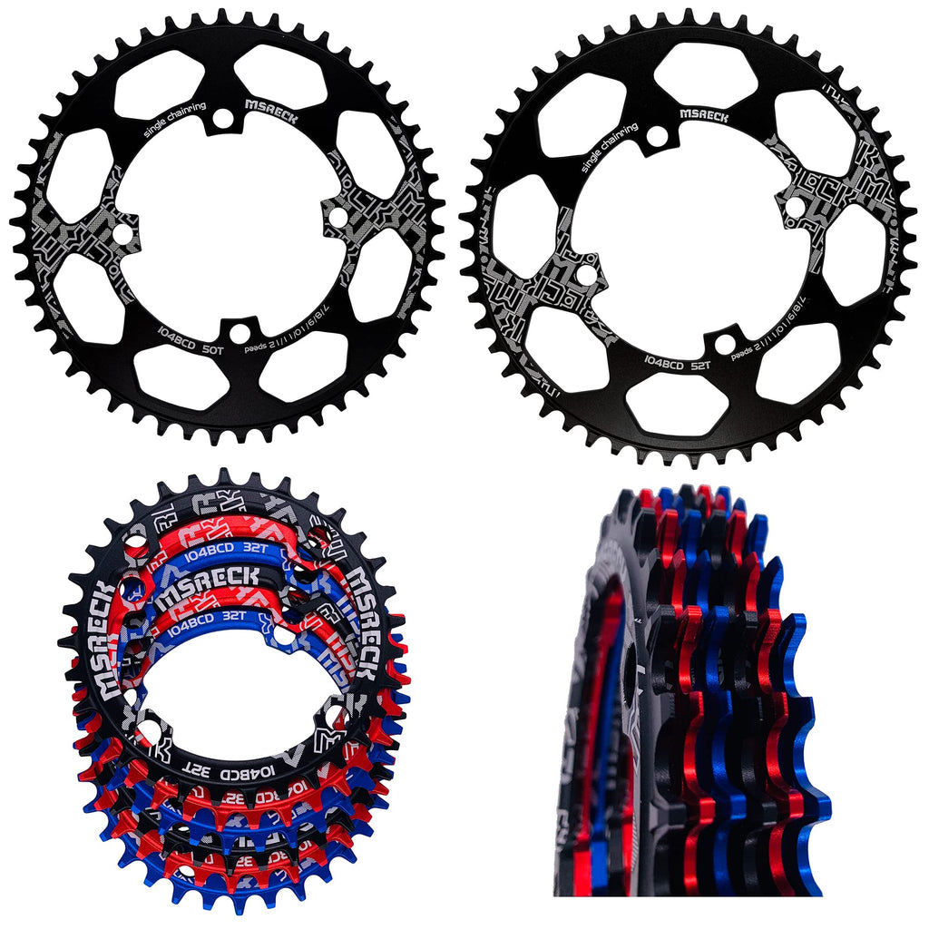 Msreck Round Oval Chainring 104 Bcd 32T 34T 36T 38T 40T 42T 44T 46T 48T 50T 52T Narrow Wide Single Chain Ring For Road Bikes, Mo