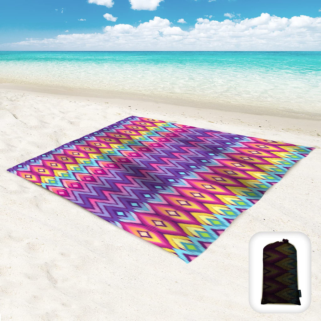 Hiwoss Beach Blanket Waterproof Sandproof Oversized 95   X 80   ,Sand Free Beach Mat With Corner Pockets,Portable Mesh Bag For B