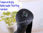 Gracious Decor Expandable Walking Hiking Trekking Pole Cane Stick With Compass On Grip Wrist Strap Available 4 Colors (Red#3)
