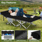 Slendor Camping Cot For Adults, 1200D Oxford Camping Bed With 3.5In Thick Mattress, 500Lbs Max Load, Folding Cot For Camping, Tr