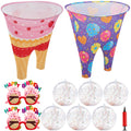 PullCrease 11 Pcs Birthday Granny Pants Set, 2 Giant Inflatable Pants with 1 Pump 6 Bouncy Balls & 2 Birthday Glasses, Outdoor T