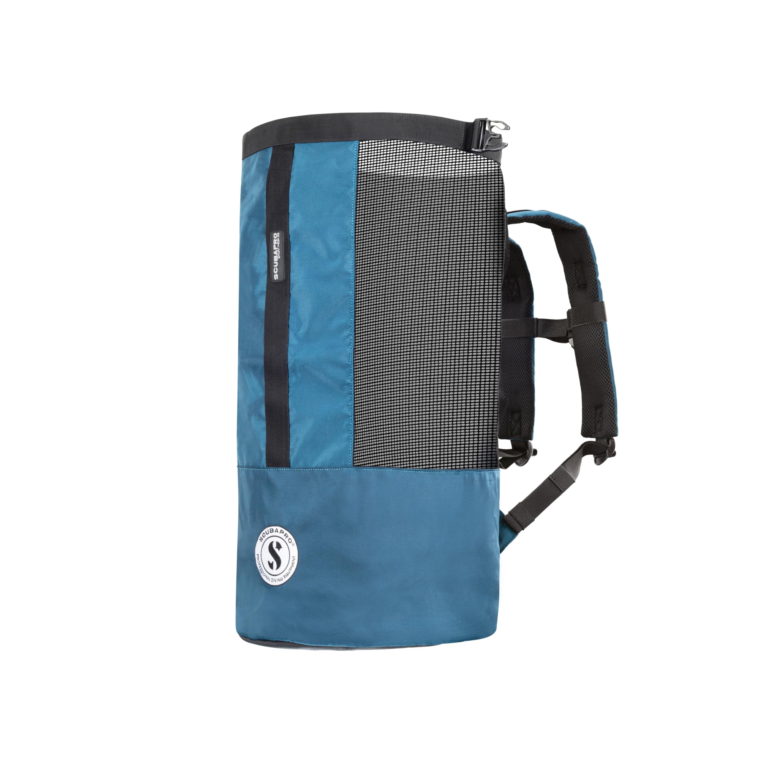 SCUBAPRO Sport 65 Mesh Dive Bag with Roll Top Closure and Side Zipper for Snorkeling and Scuba Diving Gear, Denim Blue Color Fab