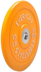 Balancefrom Color Coded Olympic Bumper Plate Weight Plate With Steel Hub, 15Lb Pair