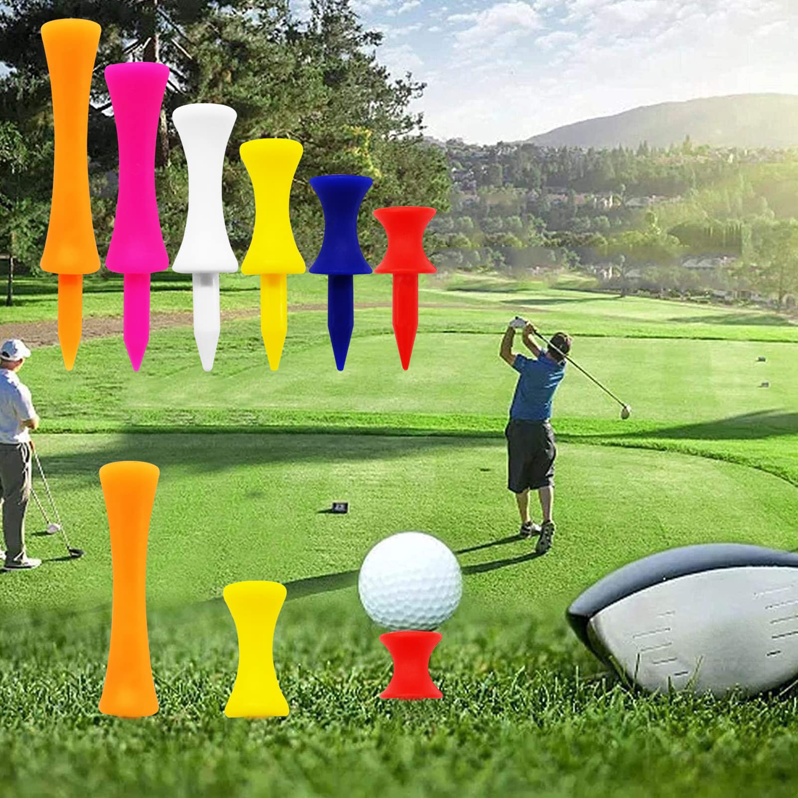 Finger Ten Golf Tees Unbreakable Step Down Plastic Mixed Size Bulk Value 100 Count, 2 3/4, 2 1/4, 2, 1 3/4, 1 1/2 Inch Height Co