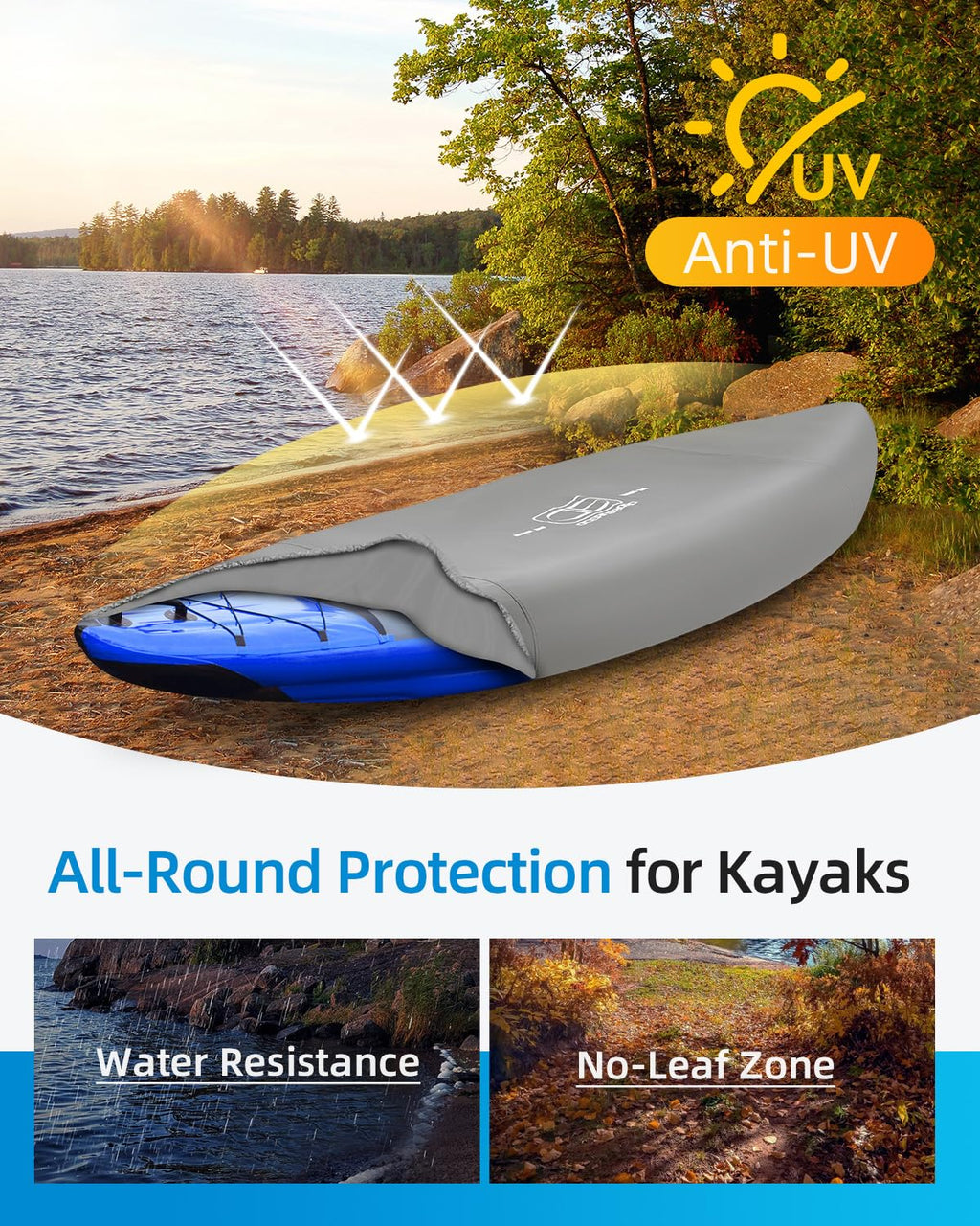 Oceanbroad 300D/420D/600D Kayak Cover, Water-Resistant Uv-Resistant Kayak Canoe Fishing Boat Dust Covers For Indoor And Outdoor