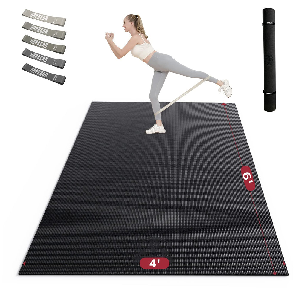 Hapbear Extra Large Exercise Mat 6X4X8Mm(13 Inch), Non Slip, Ultra Durable, Thick Workout Mats For Home Gym Flooring Cardio, Yog