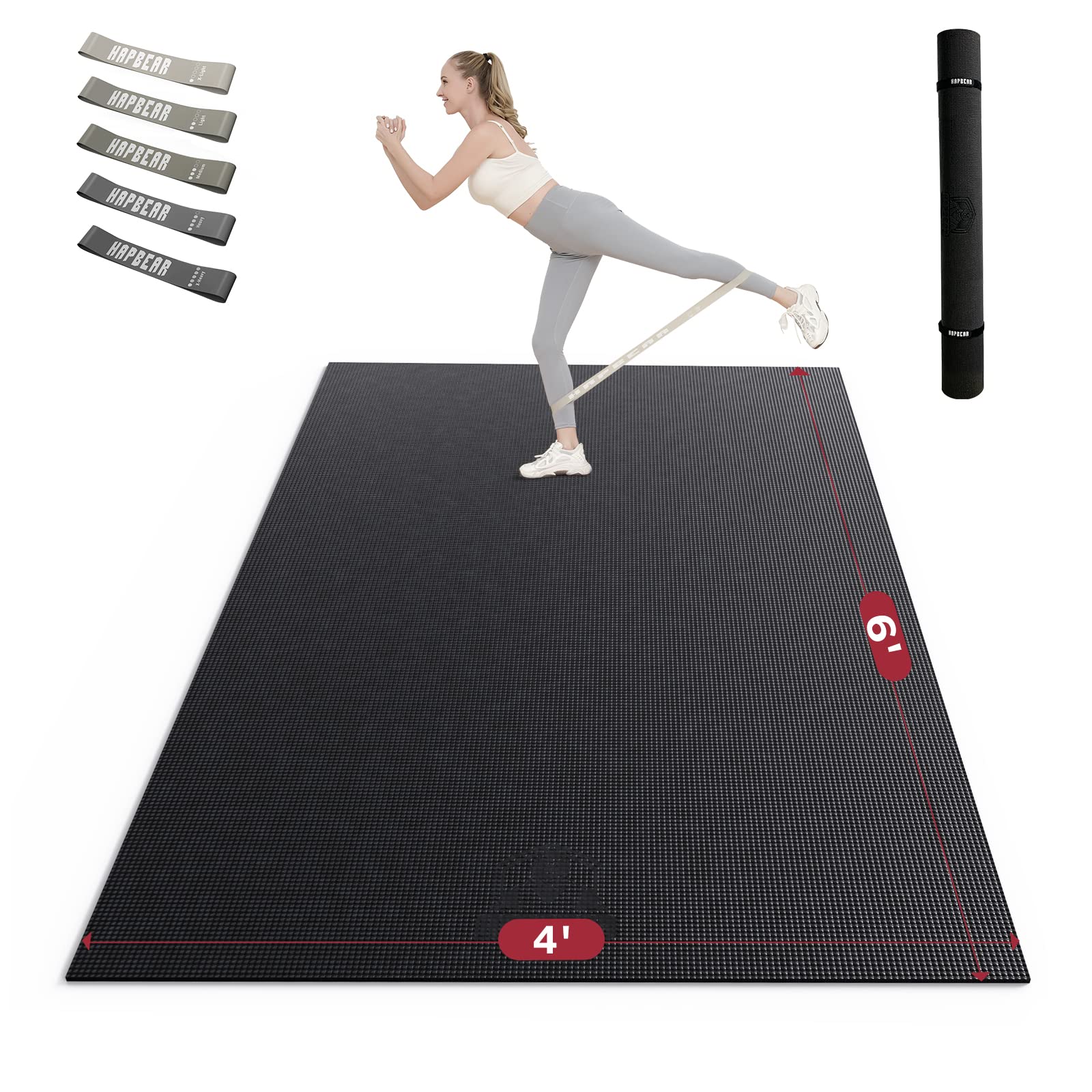 Hapbear Extra Large Exercise Mat 6X4X8Mm(13 Inch), Non Slip, Ultra Durable, Thick Workout Mats For Home Gym Flooring Cardio, Yog