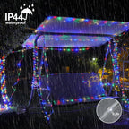 Yeguo Christmas Lights Solar, 2 Pack Each 33Ft 100 Led Rope Lights Outdoor Waterproof, 8 Modes String Lights Clear Pvc Tube For