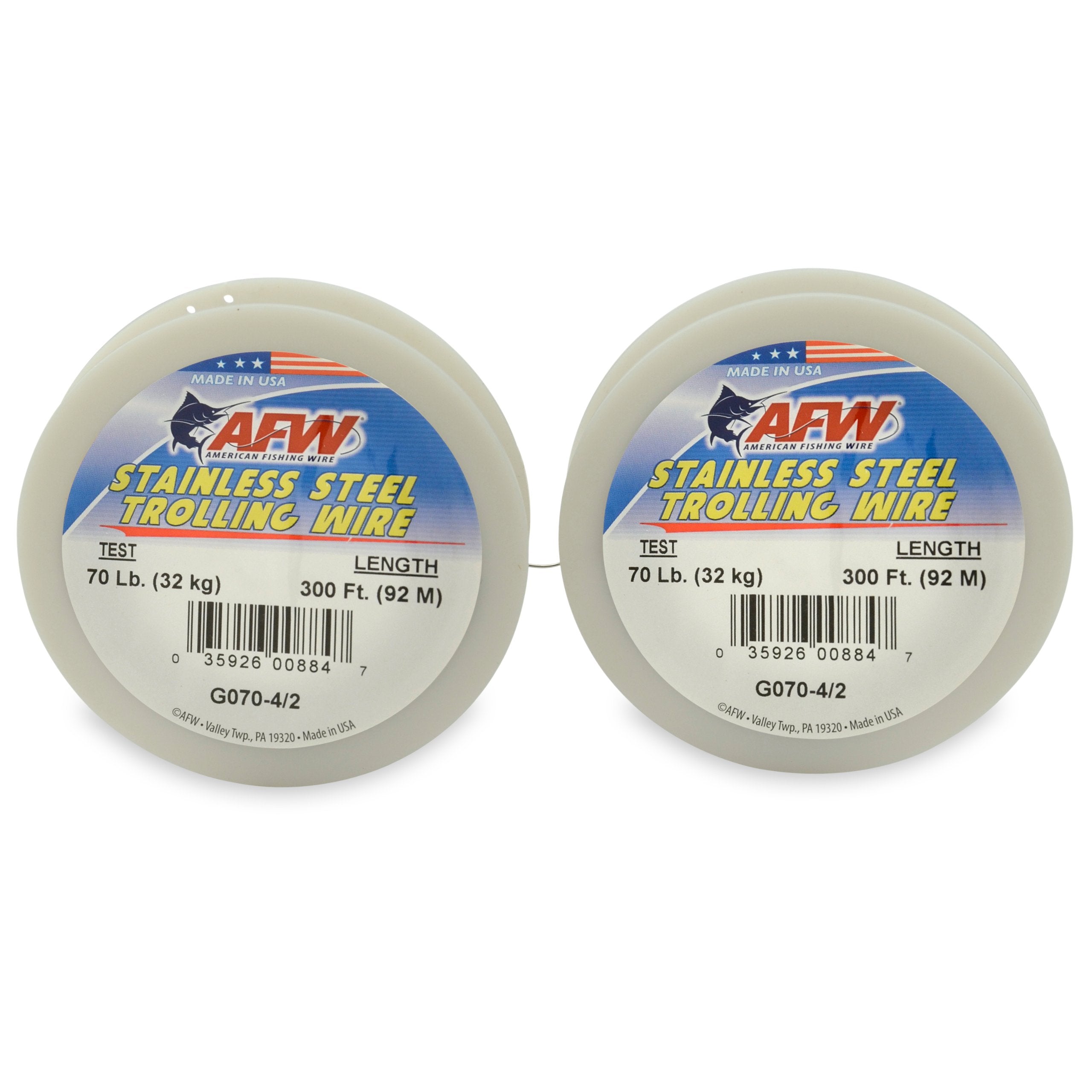 American Fishing Wire Stainless Steel Trolling Wire (Single Strand), Bright Color, 30 Pound Test, 300-Feet