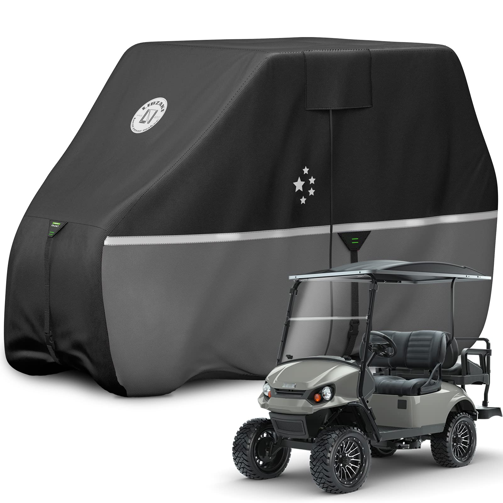 LI LIBZAKI 4 Passenger Golf Cart Cover Fits EZGO, Club Car, Yamaha, 420D Waterproof Windproof Sunproof Outdoor All-Weather Full 