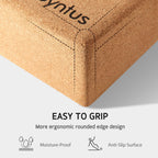 Syntus Cork Yoga Blocks And Yoga Strap Set, 2 Natural Cork Soft Non-Slip Yoga Blocks 9  6  4 Inches, 8Ft Metal D-Ring Strap For