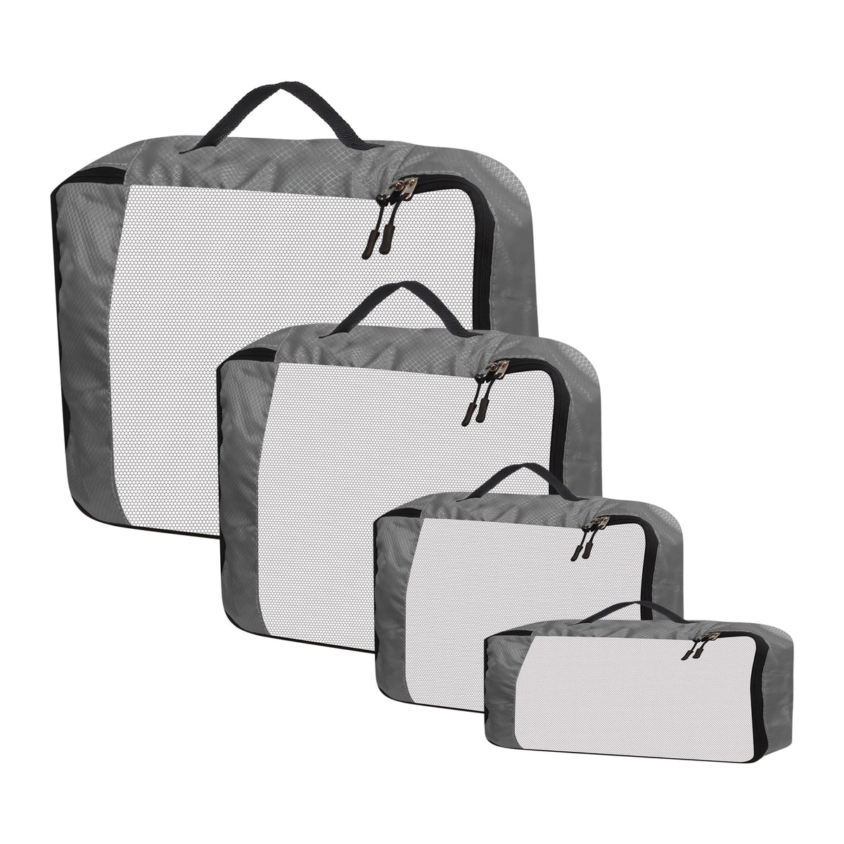 Gomajo Polyester Packing Cubes Travel Pouch Bag Suitcase Luggage Organiser Set Of 4 (Large, Medium, Small And Slim) (Grey)