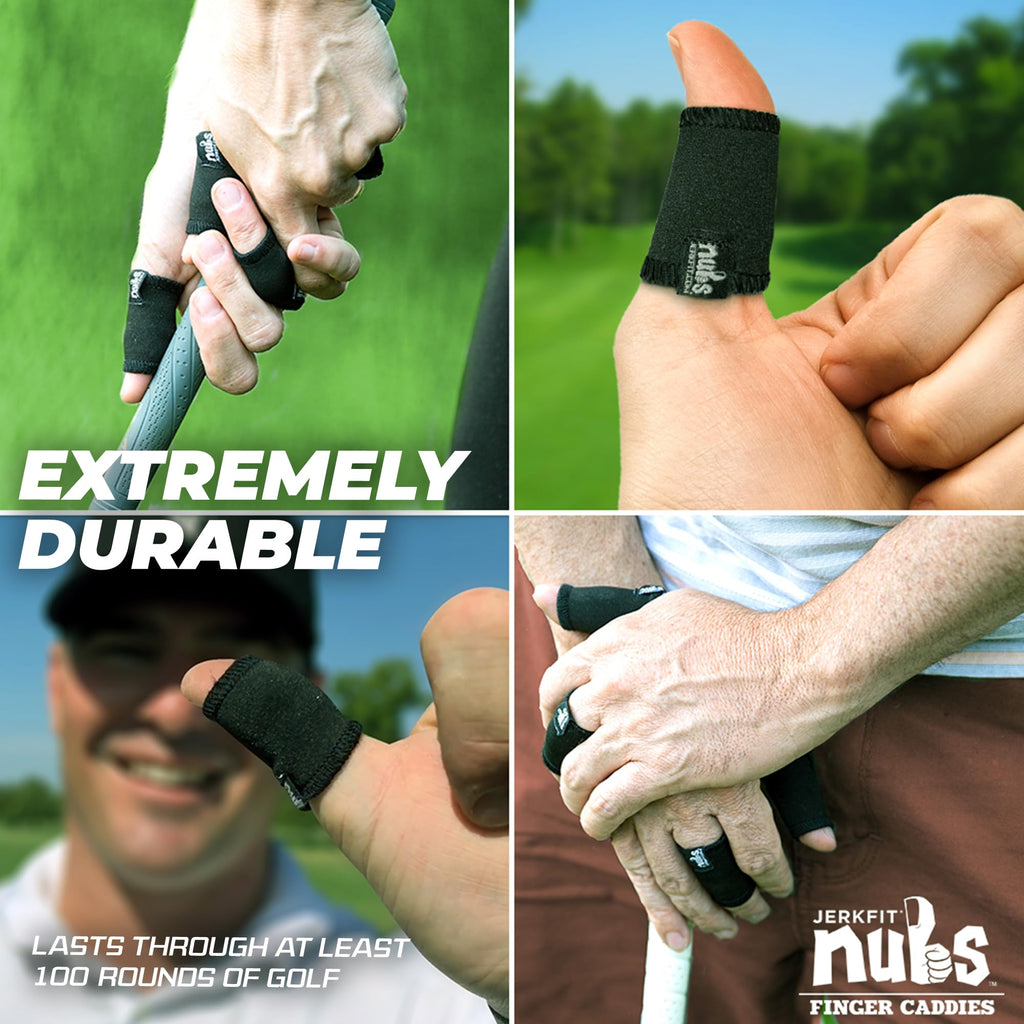 Jerkfit Nubs, Finger Caddies - Thumb And Finger Sleeves To Prevent Golf Blisters. (Black, Medium)