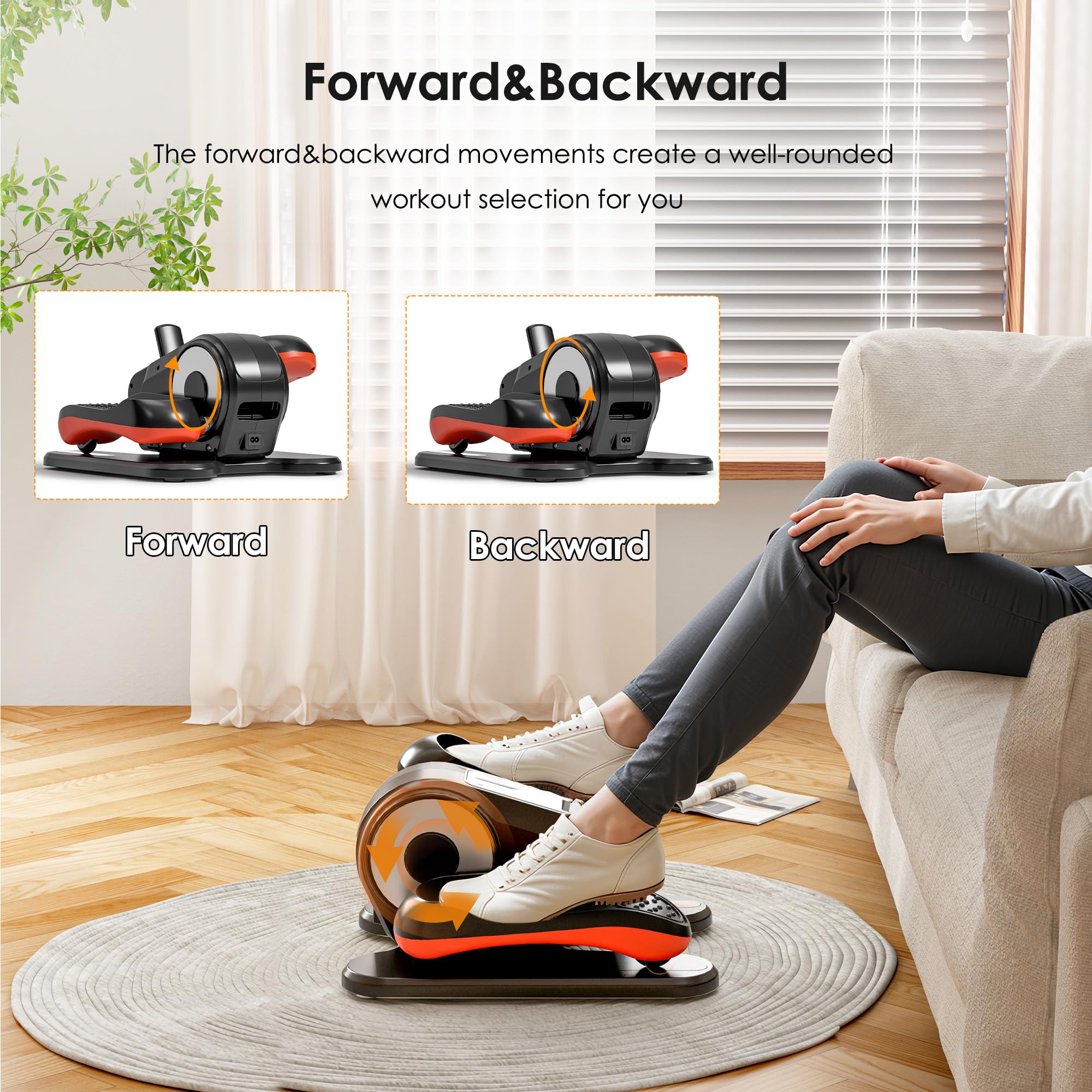 Sogesgame Under Desk Elliptical Machine, Ellipse Leg Exerciser For Seniors, Portable Seated Pedal Exerciser With 12 Level Speeds