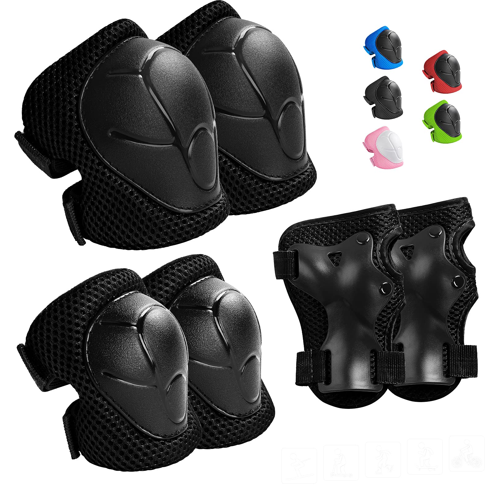 Kids Protective Gear Set Wemfg Knee Pads For Kids 7-13 Years Toddler Knee And Elbow Pads With Wrist Guards 3 In 1 For Skating Cy