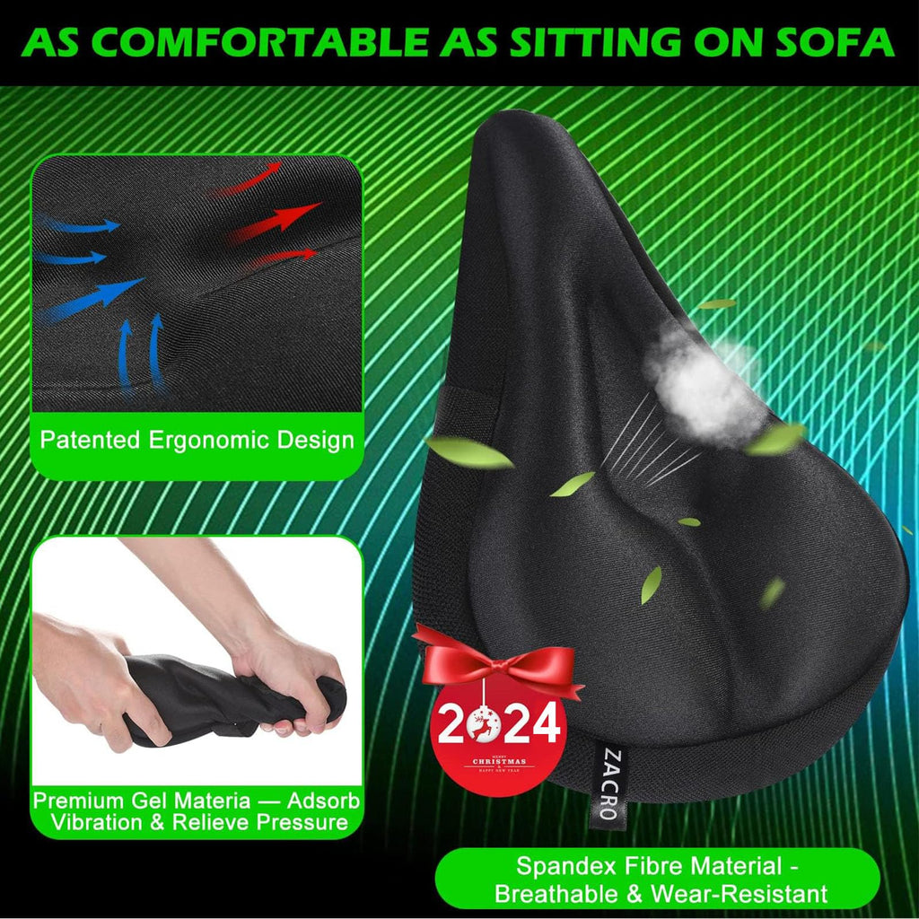 Zacro Bike Seat Cushion - Gel Padded Cover For Men Women Comfort, Extra Soft Exercise Bicycle Compatible With Peloton, Stationar