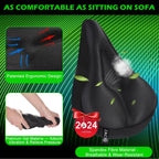 Zacro Bike Seat Cushion - Gel Padded Cover For Men Women Comfort, Extra Soft Exercise Bicycle Compatible With Peloton, Stationar