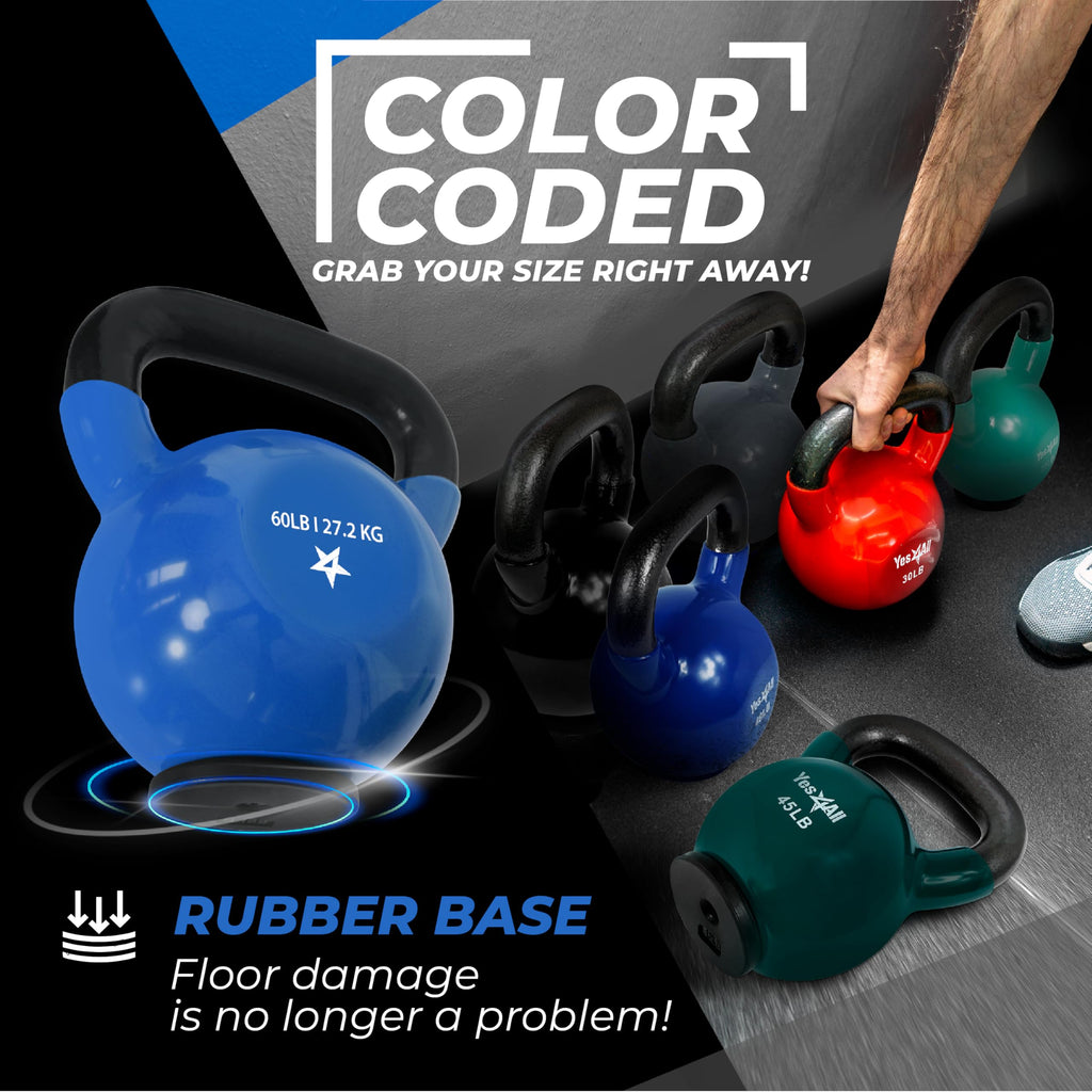 Kettlebell - Pvc - Rubber Base - 60Lbs