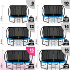 Trampoline for Kids and Adults - 8Ft 10Ft 12Ft 14FT 15ft 16ft Trampoline with Net - with Bonus Sprinkler and LED Lights/ASTM Cer