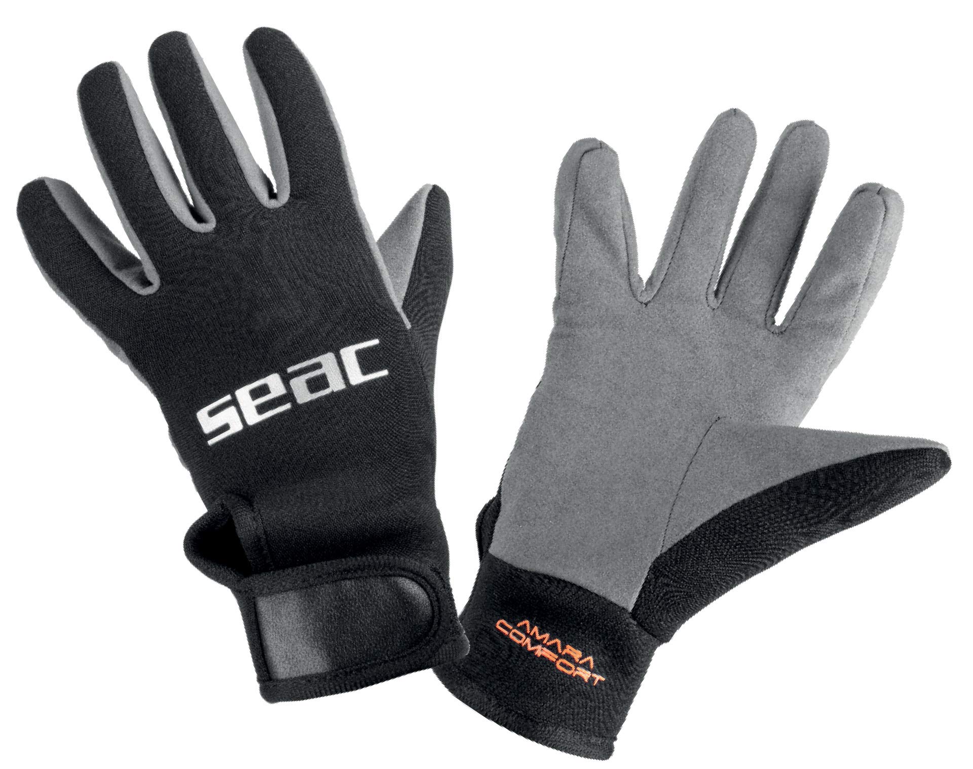 SEAC Amara Comfort, 1.5 mm Neoprene Diving Gloves for Scuba Diving and Freediving, Black, Small