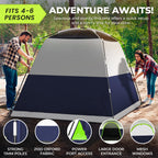 Arktrek 6 Person Tents For Camping-Robust Family Camping Tent Cabin W Ground Sheet, Rainfly Cover, Powerport-Comfy Large Quick,