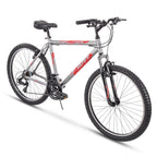 Huffy Hardtail Mountain Trail Bike 24 Inch, 26 Inch, 27.5 Inch, 26 Inch Wheels/20 Inch Frame, Gloss Nickel