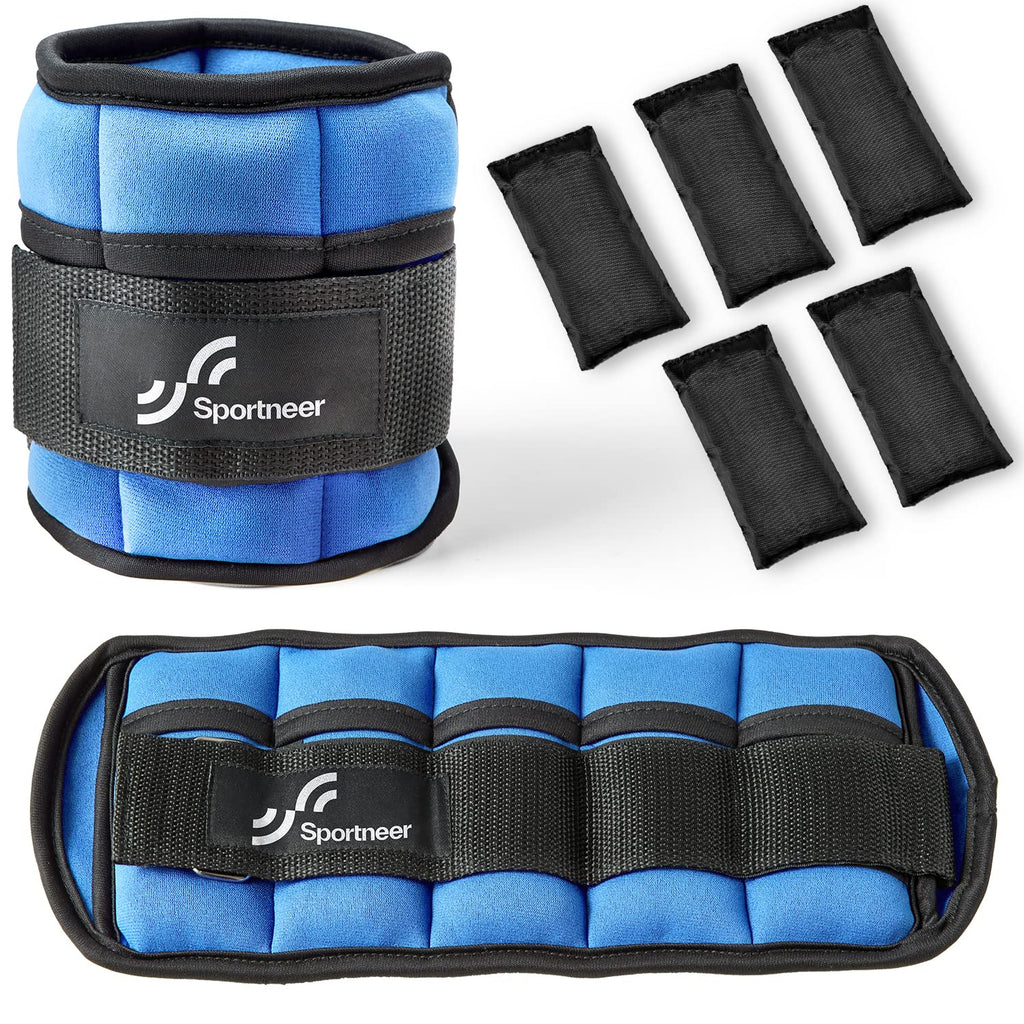 Sportneer Adjustable Ankle Weights Set - 1 Pair (2-10 lbs) Removable Sandbags for Women & Men, Comfortable Neoprene Leg Weights