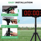 Flyrivergo 6.4Ft High Led Large Timer 30 Race Clock With Tripod Cordless Countdown/Up Clock Stopwatch With Ir Remote Control For