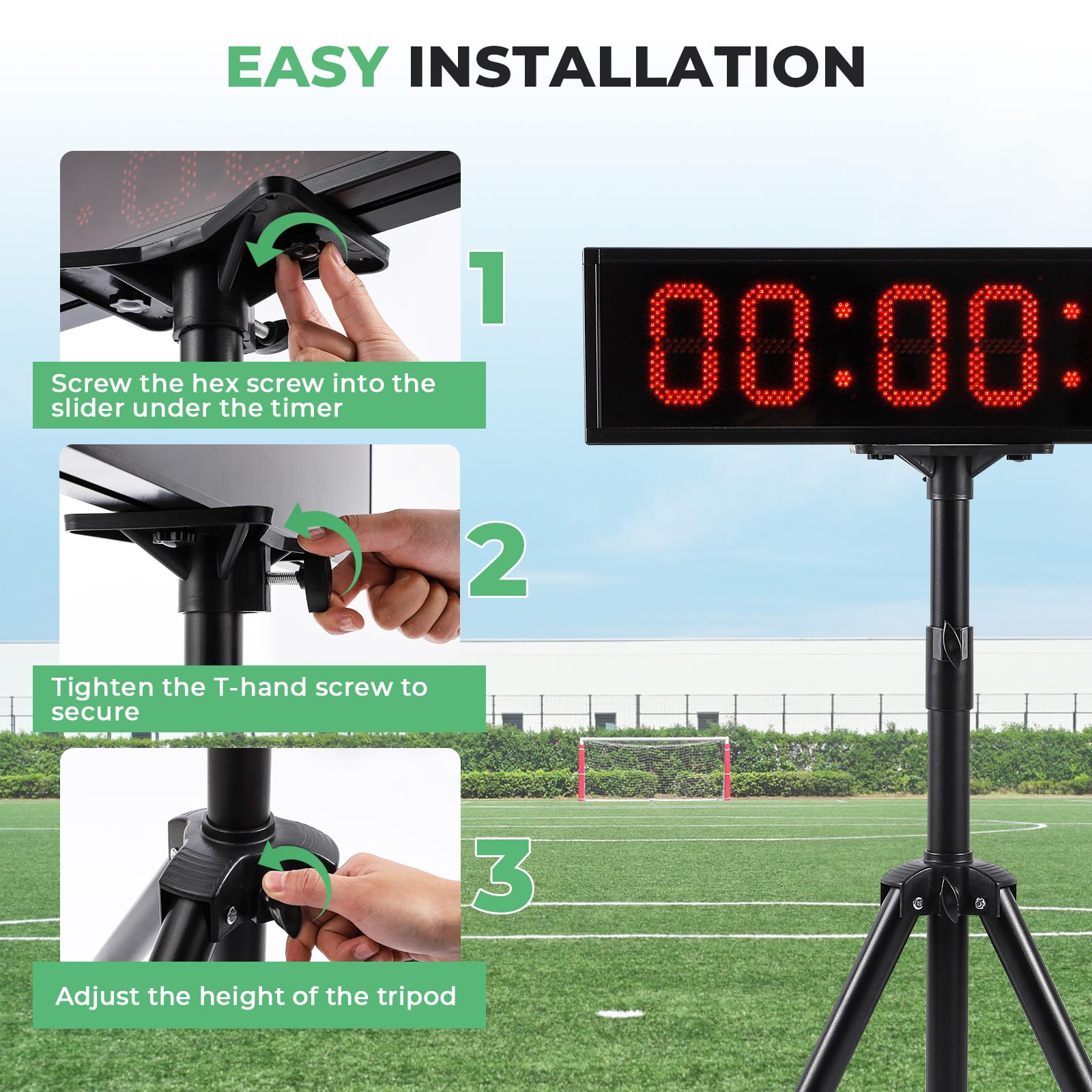 Flyrivergo 6.4Ft High Led Large Timer 30 Race Clock With Tripod Cordless Countdown/Up Clock Stopwatch With Ir Remote Control For