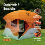 Gazelle T4 Waterproof 4 Person Portable Polyester Outdoor Pop Up Camping Or Beach Tent With Removable Floor, Mesh Screens, And R