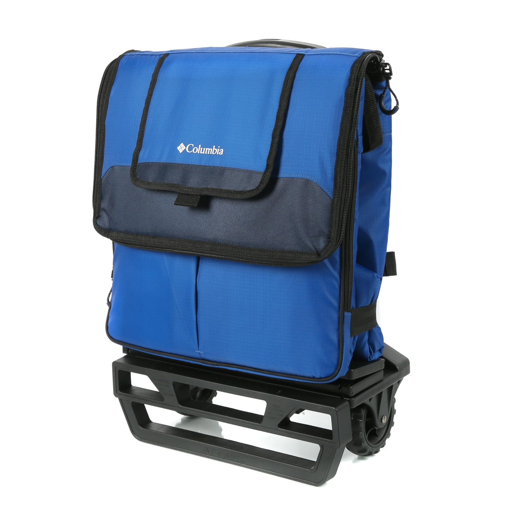 Columbia Crater Peak Wheeled Cooler - 50 Can Rolling Cooler - Blue Collapsible Cooler With Super Foam Insulation And Foldable Al