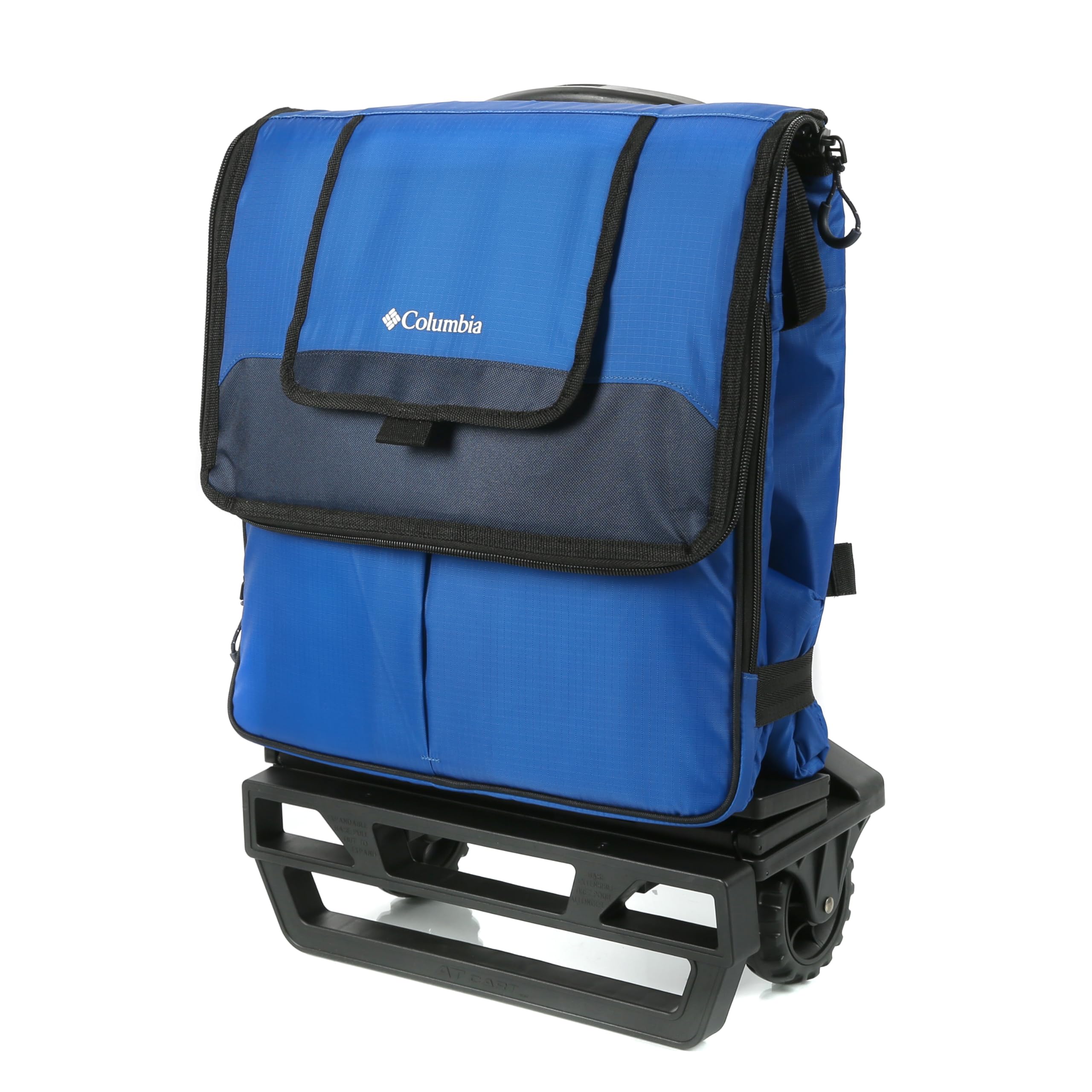 Columbia Crater Peak Wheeled Cooler - 50 Can Rolling Cooler - Blue Collapsible Cooler With Super Foam Insulation And Foldable Al