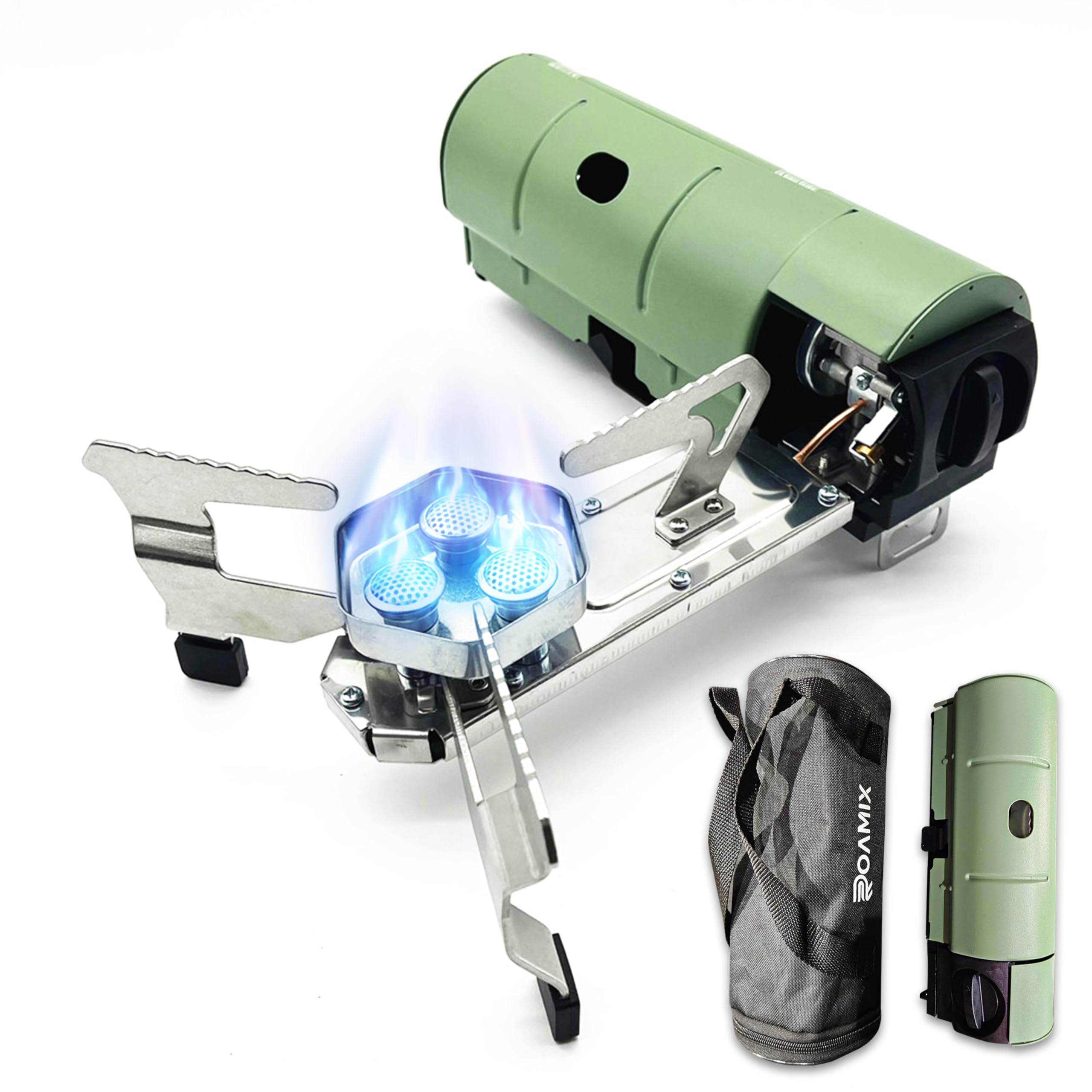 Roamix 17,700 Btu Foldable Butane Camping Stove - 5,200W Portable Gas Burner With Carrying Bag For Outdoor Cooking, Backpacking