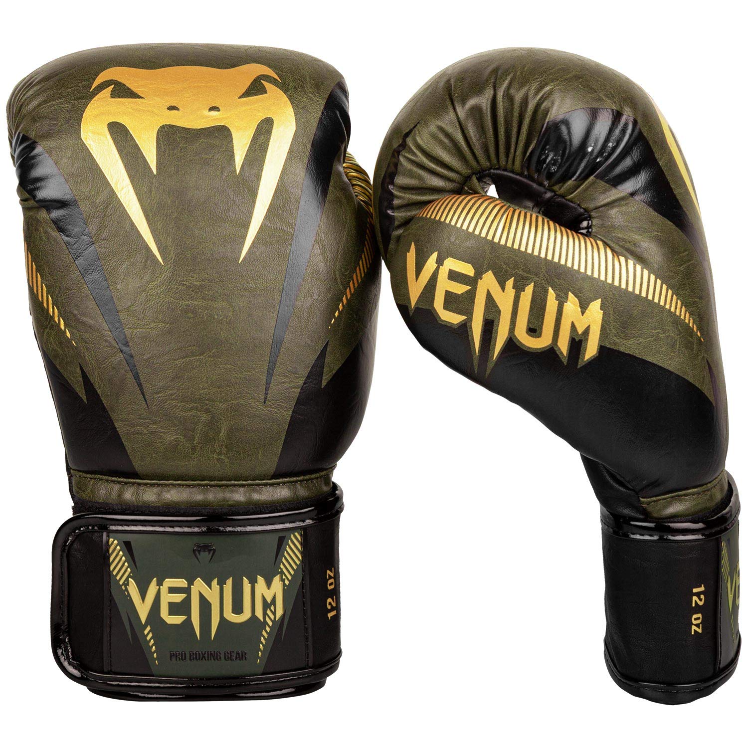 Venum Impact Boxing Gloves-Khaki/Gold - 8Oz