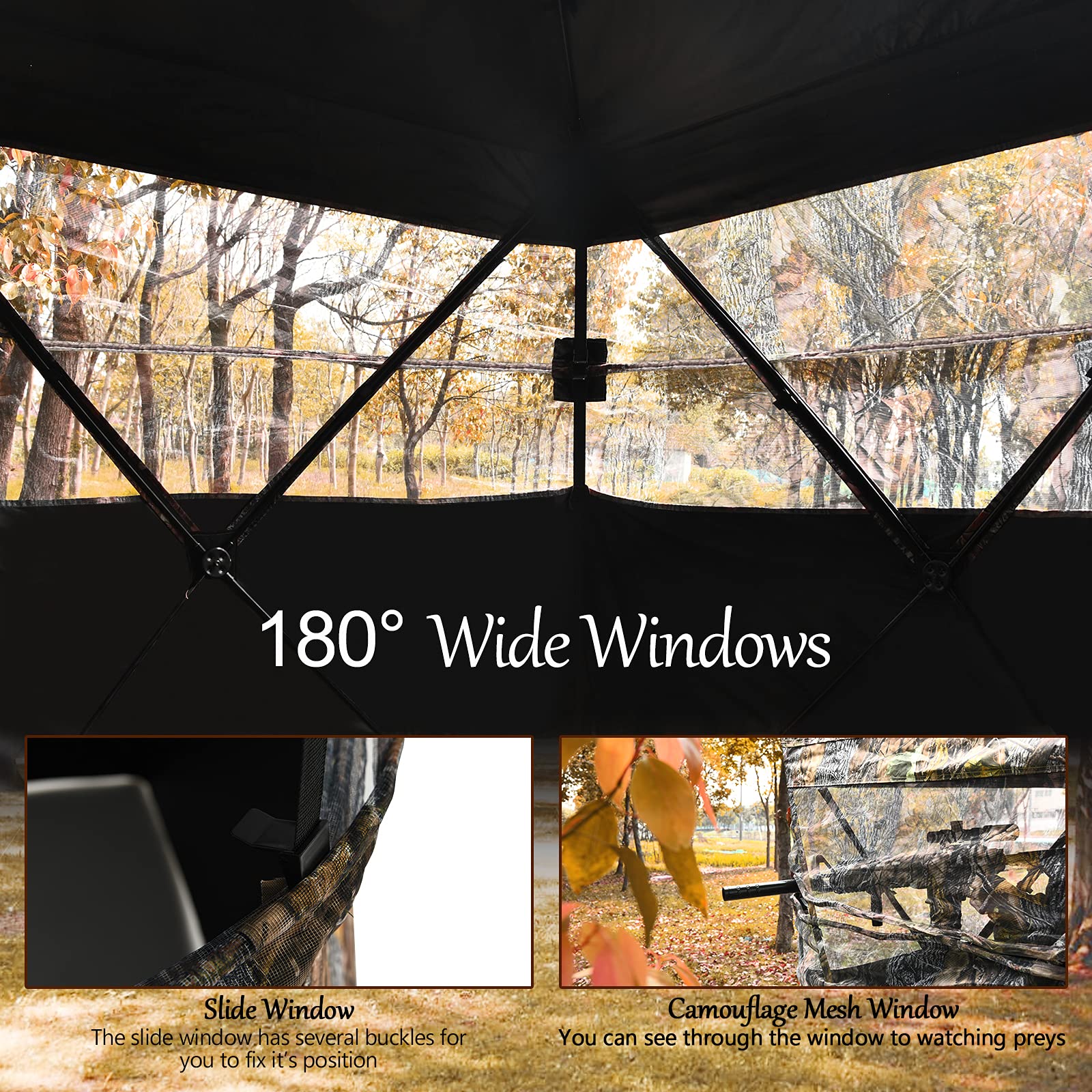 Tangkula 3 Person Pop Up Ground Blind, Portable Hunting Blind With Mesh Windows, Carrying Bag & Ground Stakes, Camouflage Huntin