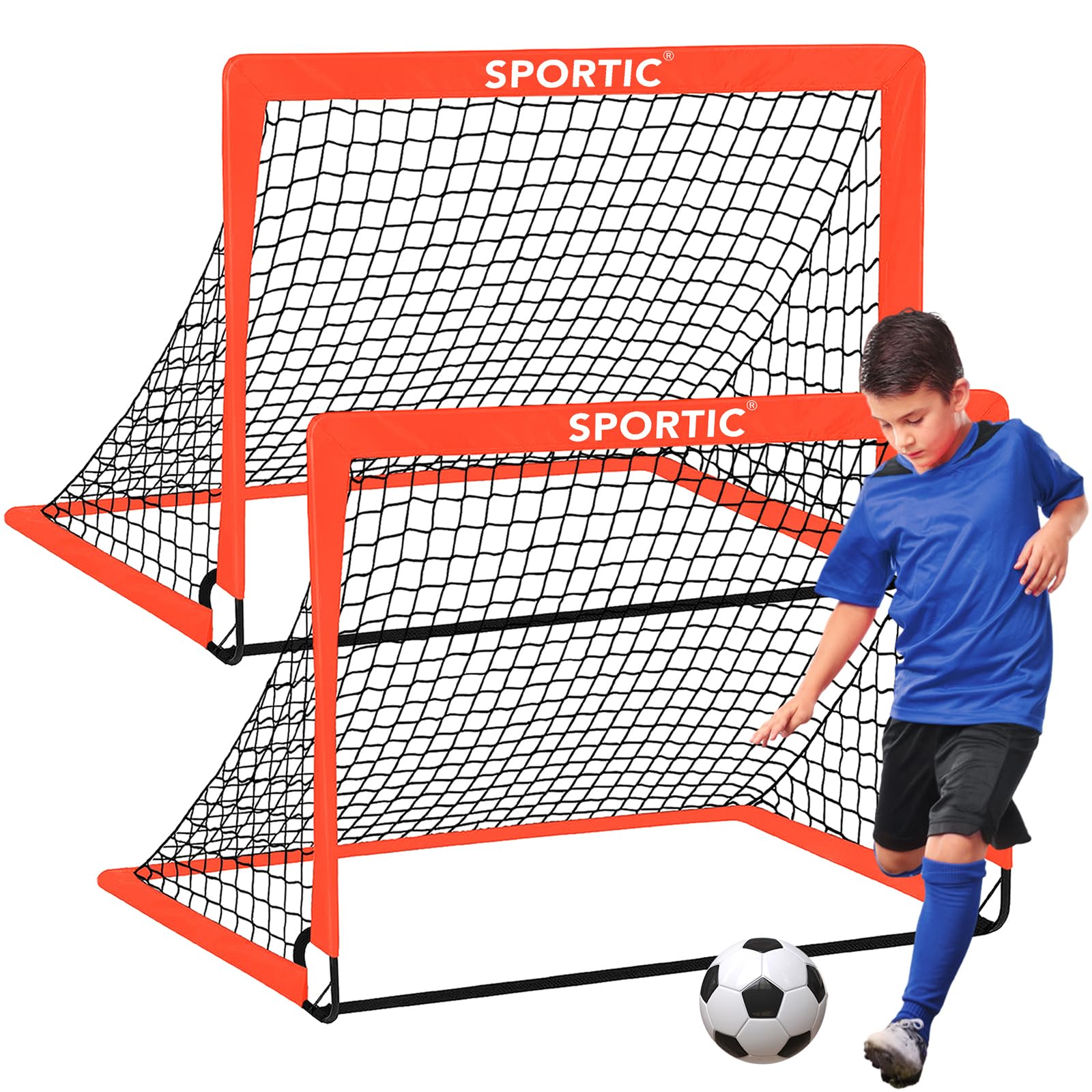 2 Pack 4 ' X 3 ' Soccer Goal Net Set, Pop Up Kids Practice Soccer Goals For Indoor And Outdoor.Portable Soccer Net With Carrying