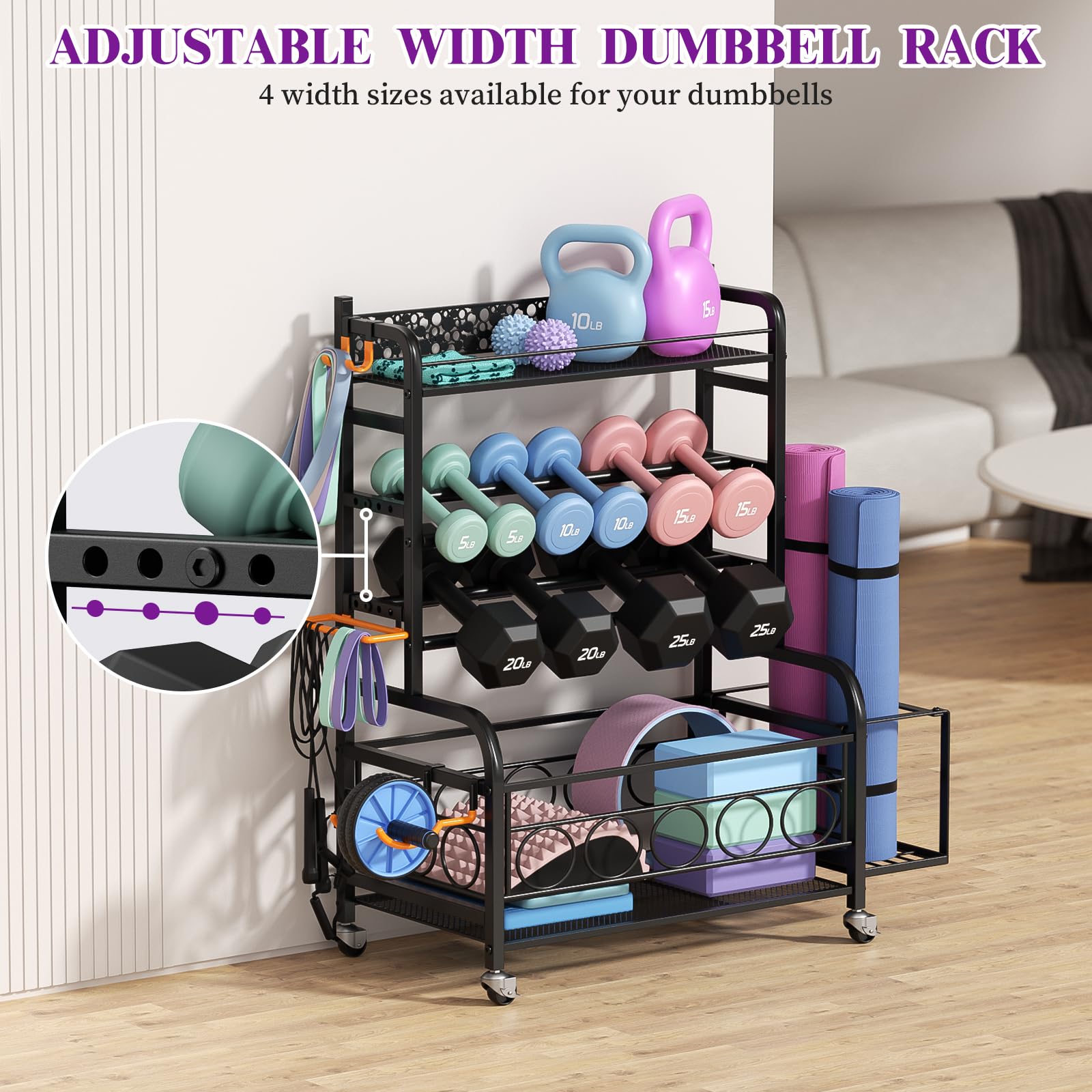 Weight Rack For Dumbbells, Dumbbell Rack Weight Stand, Vopeak Home Gym Storage Rack For Yoga Mat Kettlebells And Strength Traini