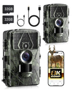 Noxowl 2Pack Trail Camera Wifi 60Mp/8K Game Camera With No Glow Night Vision Waterproof,0.05S Trigger Motion Activated Hunting C