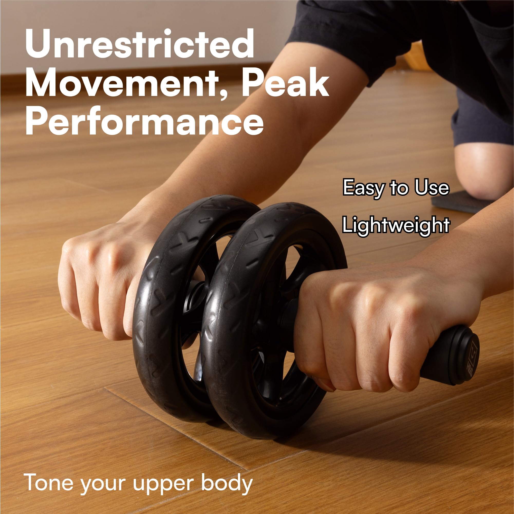 H&S Ab Roller Wheel For Abs Workout - Abdominal Core Exercise Equipment With Extra Thick Knee Pad Mat - Wdual Glide Wheels