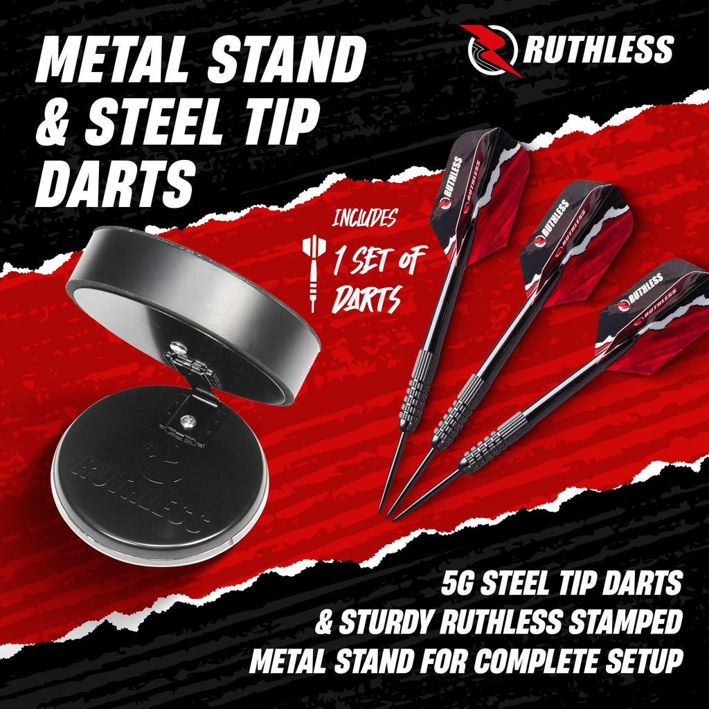 Ruthless Mini Dart Board Set  Miniature Desk Top Darts And Dart Board Set For Home And Office Includes A Set Of Mini Steel Tip D