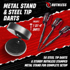 Ruthless Mini Dart Board Set  Miniature Desk Top Darts And Dart Board Set For Home And Office Includes A Set Of Mini Steel Tip D