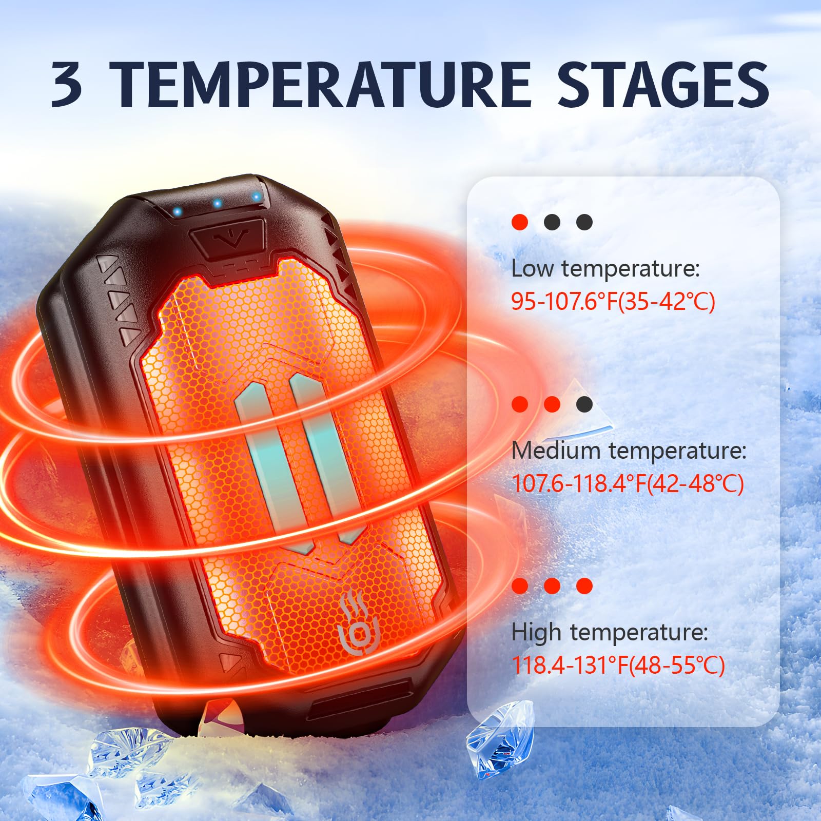 6000Mah Outjut Hand Warmers Rechargeable 2 Pack Electronic Hand Warmers Portable 20Hrs Usb Suitable Hunting Accessories Portable
