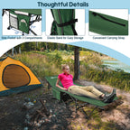 Goplus Folding Camping Cot, 27.5'' Sleeping Cot For Adults With Carry Bag, 600Lbs Weight Capacity, Slanted Head, Side Pocket, He