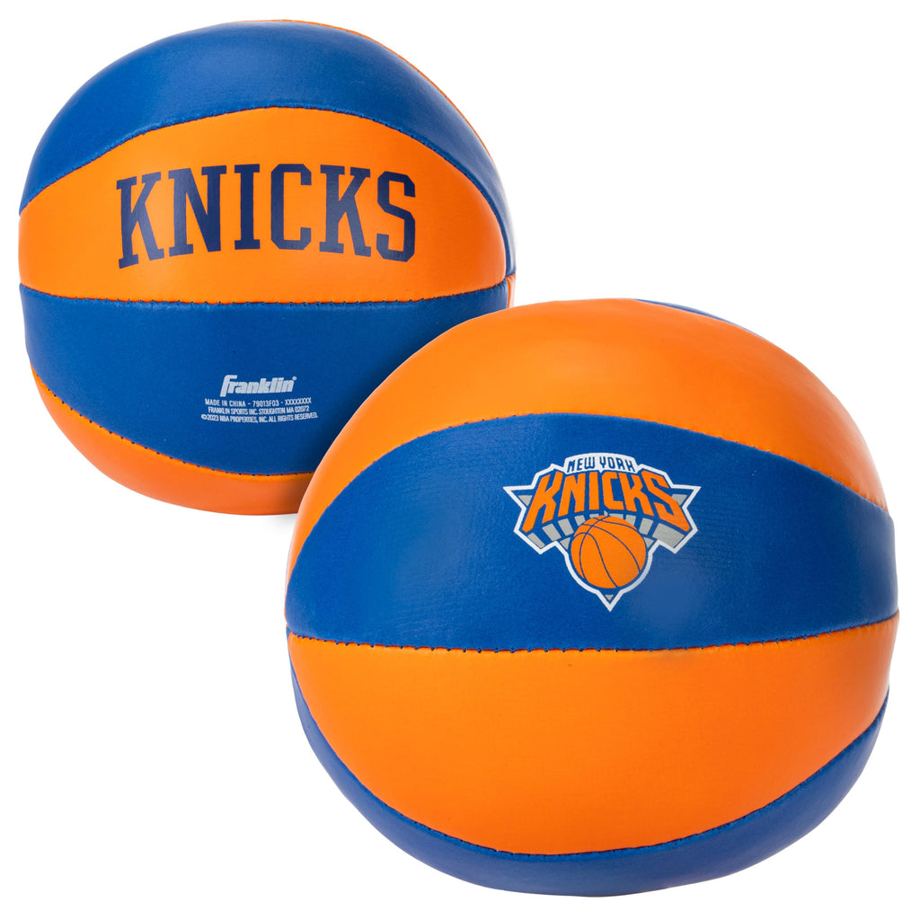 Franklin Sports Nba New York Knicks Toy Basketballs - 2 Pack Of Kids Soft Mini Basketballs For Over The Door + Indoor Hoops - Nb