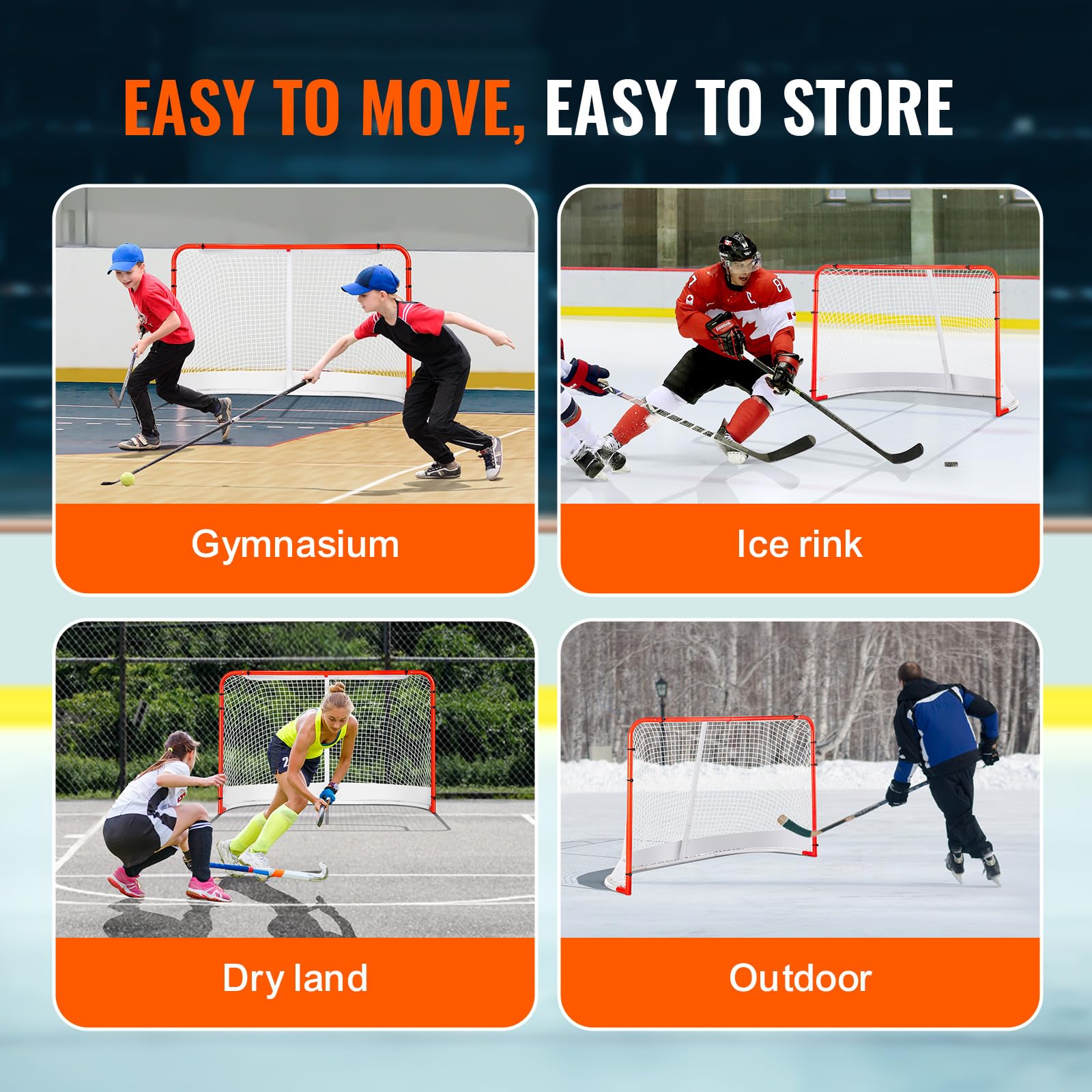 Vevor Street Hockey Net Indoor Outdoor Steel Hockey Goal Set 72''X48''