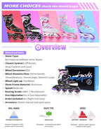 2PM SPORTS Vinal Inline Skates for Girls Boys Kids Ages 5-8 8-12 with Adjustable Illuminating Wheels, Inline Roller Skates for Y